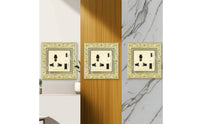Decorative Socket with Faceplate Vintage Three-Pin Socket Retro Outlet Panel Ornate for Living Room, Bedroom, Hotel, Cafe