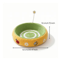 Cat Scratching Nest Woven Cat Scratcher with Teaser Toy Round for Living Room