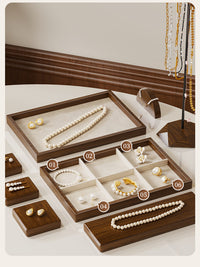 Wooden Jewelry Tray with Compartments for Earrings, Rings, and Bracelets