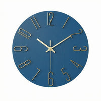 Slim-Edge Frameless Wall Clock Raised Numerals Silent Quartz Clock Wood-Grain
