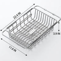Stainless Steel Dish Rack and Kitchen Sink Rack, Expandable 316 Stainless Steel Sink Organiser, Space Saving Fruit and Vegetable Drainer Design