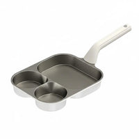 Titanium Ceramic 3-Section Breakfast Pan Non-Stick Coating 3 Section Frying Pan Easy to Clean for Busy Professionals, Students, Dorm Rooms