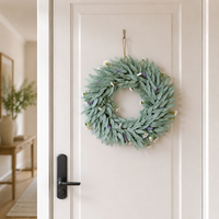 Spring Door Wreath 30cm, Semi-Handmade Decorative Wreath for Front Door, Country Style Spring Decoration, Artificial Flower Wreath for Renters