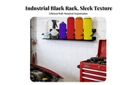 Wall Mount Spray Bottle Holder Space Saving Spray Bottle Storage Rack Heavy Duty Wall Mount Can Organizer for Mechanics, Garage, Workshop