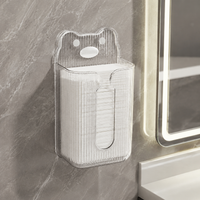 Transparent Wall-Mounted Tissue Dispenser, Self-Adhesive No Drilling Required, For Facial Tissues Up To 12x9.5cm, Modern Plastic Dispenser