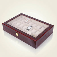 Watch Box with 24 Slots Soft Interior Lining Watch Box with Glass Lid Elegant for Dresser