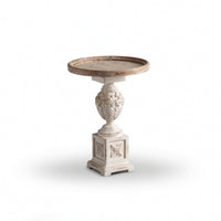 Accent Table with Pedestal Base Carved Round Side Table Decorative for Boutique