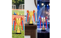 Metal Trophy Cup Tiered Trophy with Black Base Shiny Cup with Handles Shimmering for School Ceremonies