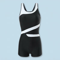 Swimsuit for Plus Size Women, Conservative One-Piece Swimming Costume with Flat Shorts, Sleeveless Design for Water Sports