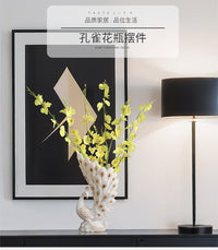 欧式简约轻奢孔雀花瓶摆件家居装饰品树脂工艺品时尚新房婚房摆设