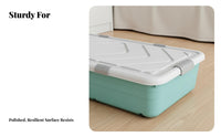 Flat Rolling Storage Bin Low-Height Under-Bed Container Space-Saving for Closet