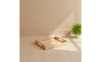 Rectangular Educational Tray with Handles Natural Wood Wooden Tray with Handles Solid Sturdy for Homeschool