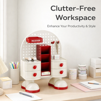 Desktop Organizer with Drawer for Office Desk, Pegboard Design Stationery Storage Box for Students, Extra Large 18L Capacity