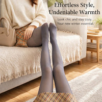 Fleece Lined Tights for Women with 300g Thermal Insulation for Winter Wear, Opaque with Fake Translucent Design, Footed Style