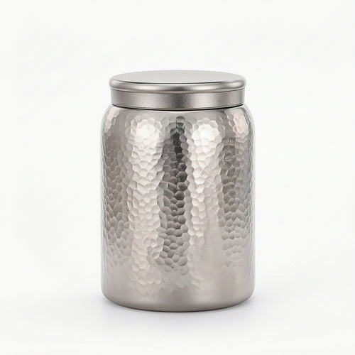 Titanium Jar with Attractive Lid Hammered Canister with Lid Moisture-Resistant
