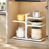 Kitchen Rack, 5-Tier, Steel Rack, Powder Coated, Height Adjustable, Pot Lid Storage, Under Counter Storage
