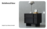 Black Two-Drawer End Table Minimalist Design Nightstand Sturdy Construction