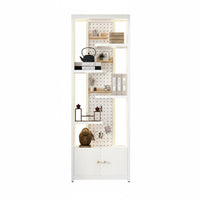 1 Freestanding Bookcase with Display Shelf Shelving Unit Metal Frame Display Rack Storage Rack and Led Strip Lighting Suitable for Living Room Office Retail Store Home Decoration