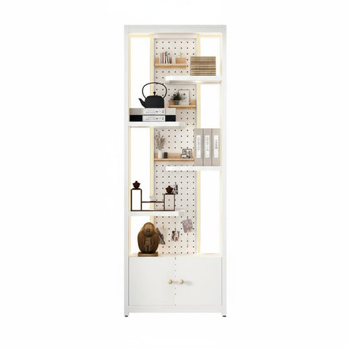1 Freestanding Bookcase with Display Shelf Shelving Unit Metal Frame Display Rack Storage Rack and Led Strip Lighting Suitable for Living Room Office Retail Store Home Decoration