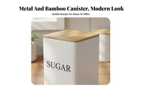 Airtight Seal Bamboo Lid Canister Keeps Ingredients Crisp Coffee Tea Sugar Container Food Safe Coffee Tea Sugar Container Set Multi-Purpose for Cooks, Homeowners, Adults, Countertop, Cabinets, Office
