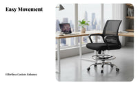 Drafting Chair with Foot Footrest 360-Degree Swivel for Reception Desk