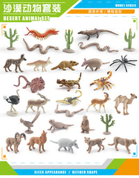 Desert Animal Figures Set with Cactus, Wild Dog, Rattlesnake, Camel, Lizard, Scorpion, Centipede