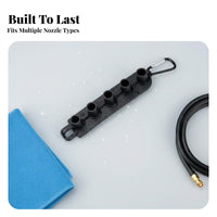 Pressure Washer Nozzle Holder Easy Access to Nozzles Spray Tip Storage Rack Includes Carabiner Spring Hook Clasp Wash Nozzle Organizer
