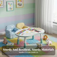 Peanut Table and Bunny Chair Set Height-Adjustable for Study Room, Preschoolers