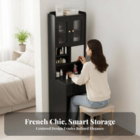 Space-Saving Design Vanity Desk with Hutch Modern Aesthetic Dressing Table Multi-Compartment Storage Makeup Station High Capacity for Women, Young Adults, Teenagers, Small Areas, Apartment Living, Closet Area