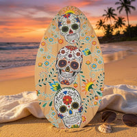 41-Inch Stand up Paddle Board Teardrop Shape Paddle Board Skull Print Wooden Surfboard Colorful