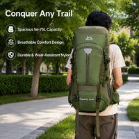 Large Rucksack 56-75L, Water-Resistant Hiking Backpack with Rain Cover, Nylon Rucksack for Hillwalking Scotland & Day Trips UK