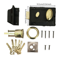 Door Lock, Vintage Mortise Lock Set, Indoor/Outdoor Wooden Door Security, Keyed Entry, sturdy Metal Construction