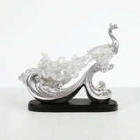 Peacock Figurine Translucent Sculpture with Base Textured for Art Collectors