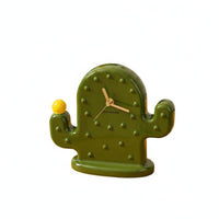 Ceramic Cactus Desk Timepiece Noiseless Movement Timekeeping Device Playful