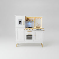 Wooden Play Kitchen Interactive Children's Kitchen Playset Sturdy for Nursery