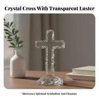 Minimalist Design Crystal Cross Ornament Giftable Crystal Standing Cross Symbol of Faith for Christians, Women, Desktop, Prayer Room, Office