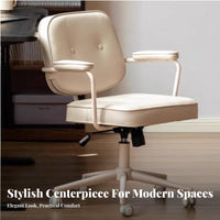 Height Adjustable Upholstered Rolling Chair 360-Degree Swivel Upholstered Rolling Armchair Ergonomic Design Office Furniture Tufted Upholstery for Home Workers, Students, Adults, Study Room, Workplace, Bedroom Desk Area