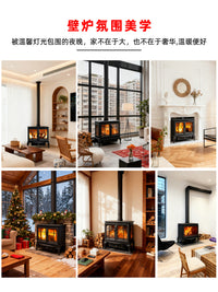 家用烧木柴铸铁真火壁炉农村冬天民宿别墅客厅室内取暖炉烧柴火炉