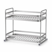 Sturdy Two-Tier Storage Rack Brushed Silver Countertop Organizer for Kitchen