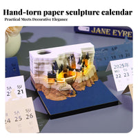 Tear-Removable Paper Sculpture Calendar Creative Gift 3D Papercraft Memo Pad Multi-Functional Dimensional Artwork Notepad for Fantasy Lovers, Students