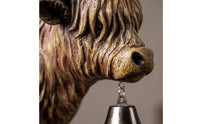 Scottish Cattle Welcome Bell Metal Welcome Bell with Bovine Head Outdoor Antique Bronze Door Chime for Entryway