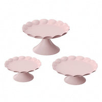 3 Pieces Pedestal Dessert Stand with Rim Matte Metal Cake Pedestal