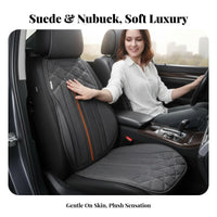 Waist-Design Seat Mat Suede-Like Texture Automotive pad Universal Fit Automobile Pad for motorists, Commuters, Driving, frequent Commute, highway Trips