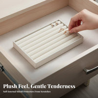 Compartmentalized Jewelry Holder Soft textile Insert Stackable soft textile Tray Set for Women