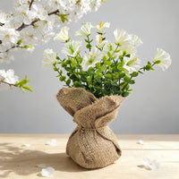 Artificial Morning Glory Potted Plant with Burlap Wrap