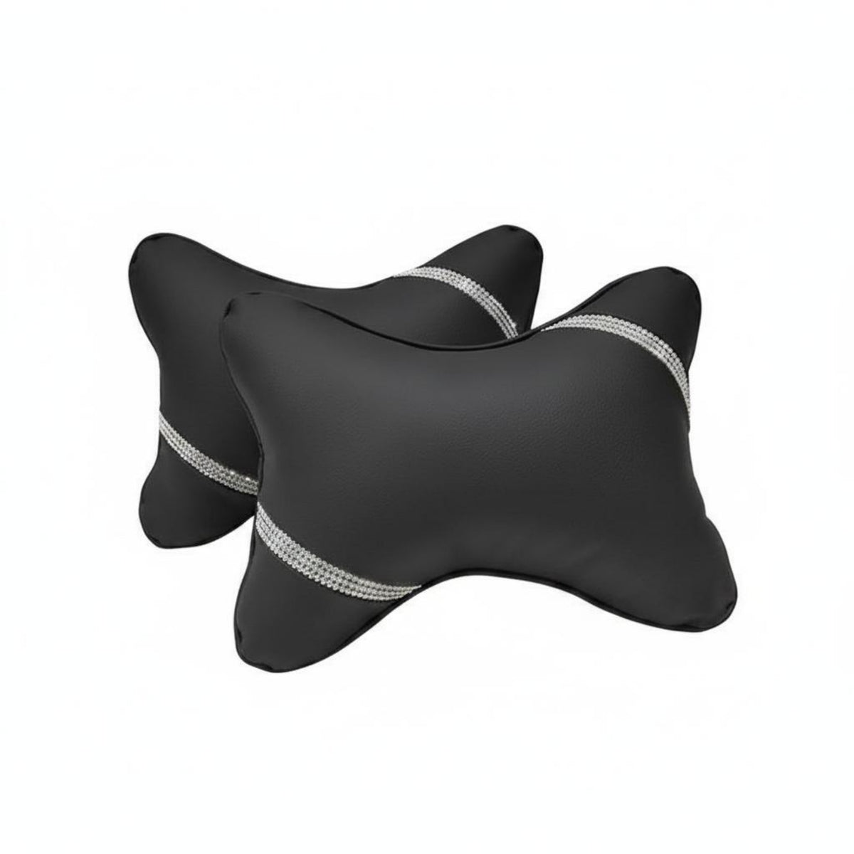 2 Pieces Ergonomic Design Crystal Car Seat Headrest Cushion Rhinestone Car Headrest Pillow for Women, Long Drives