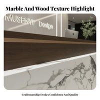 Modern LED Reception Desk Minimalist Lighting Design Welcome Desk Sturdy & Wear-Resistant for Receptionists, Beauty Salon, Training Center