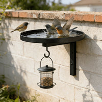 Metal Wall-Mounted Bird Bath Feeder with Hook for Outdoor Garden Patio Decoration