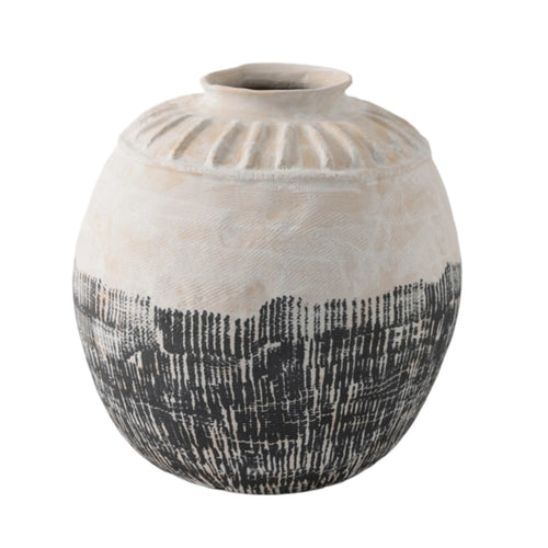 Ceramic Vase with Fluted Shoulder Handcrafted Ceramic Vase with Narrow Mouth Hand Painted for Interior Designers, Refined Simplicity Seekers