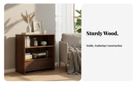 Low Cabinet with Sliding Doors Hardwood Wood Storage Cabinet Nordic Design Adaptable for Families, Living Room, Home Office